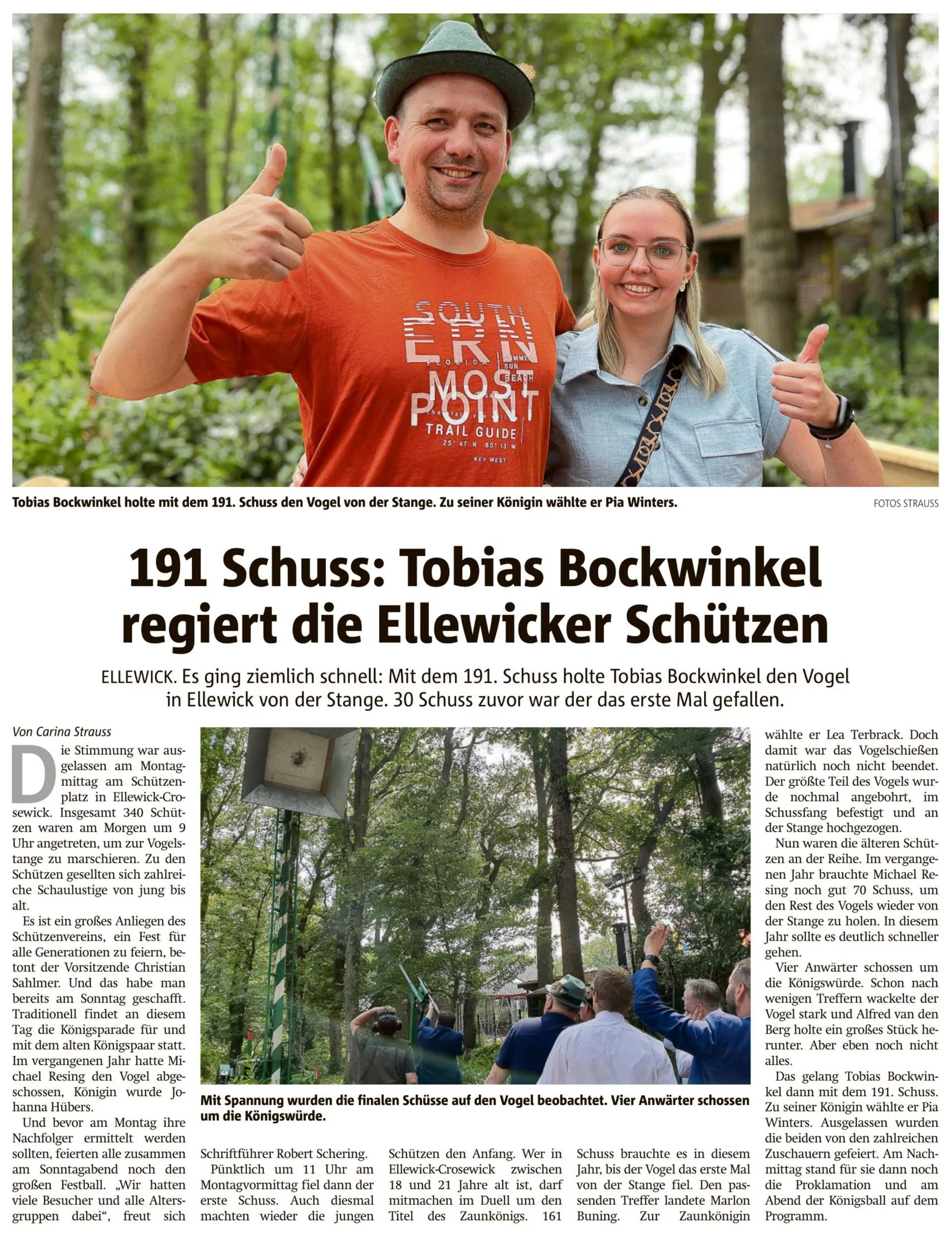 Read more about the article Tobias Bockwinkel regiert die Ellewicker und Crosewicker Schützen